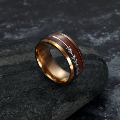 Explore Tungsten Carbide Wedding Band With Wood and Arrow Inlay