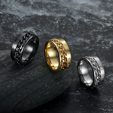 Explore Handcrafted Stainless Steel Rotating Rune Ring