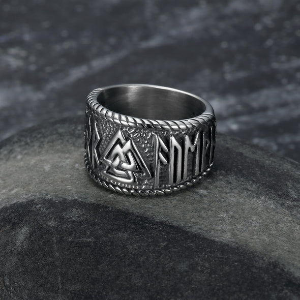 Explore Handcrafted Stainless Steel Valknut and Rune Ring