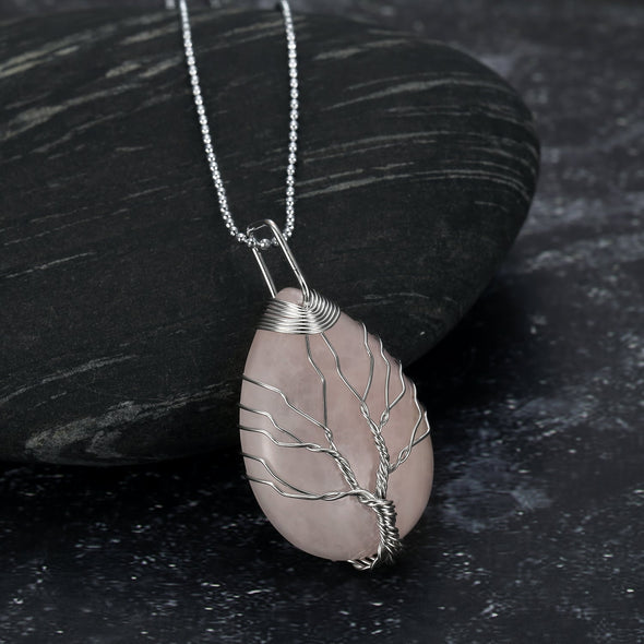 [LIMITED EDITION] Celtic Tree of Life Pendant & Chain on Teardrop Semi-Precious Stone