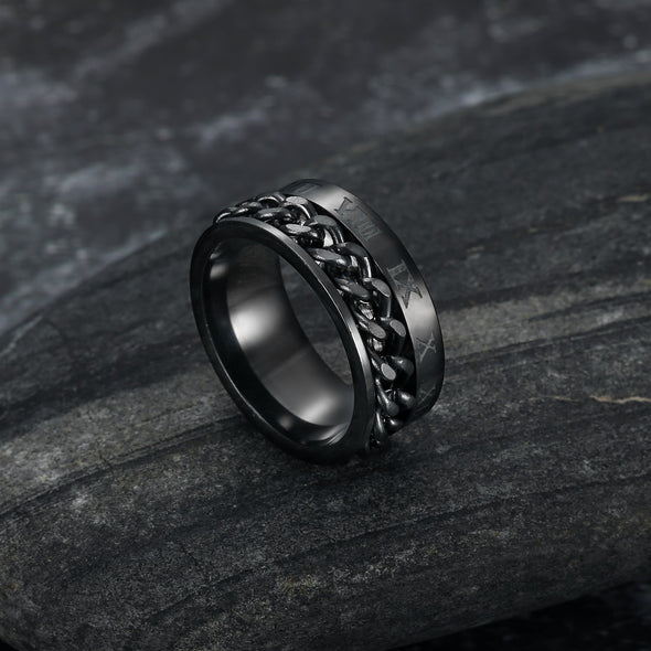 Explore Handcrafted Stainless Steel Rotating Rune Ring