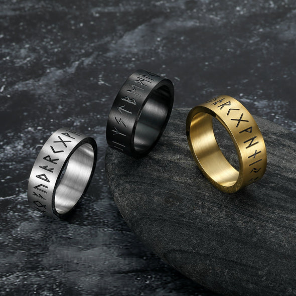 Explore Handcrafted Stainless Steel Wide Rune Ring