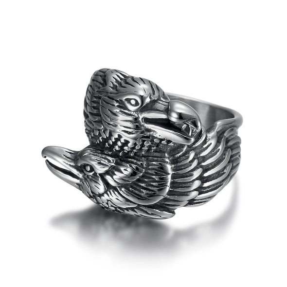 Explore Handcrafted Stainless Steel Twin Raven Ring