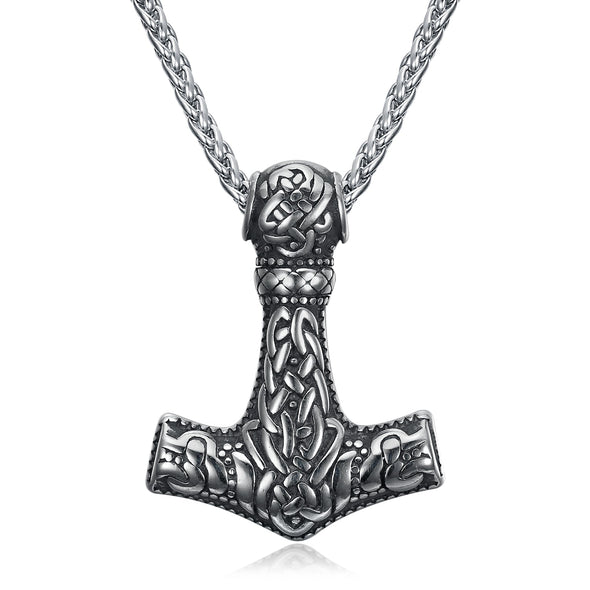 Explore Handcrafted Stainless Steel Fenrir Mjolnir Pendant