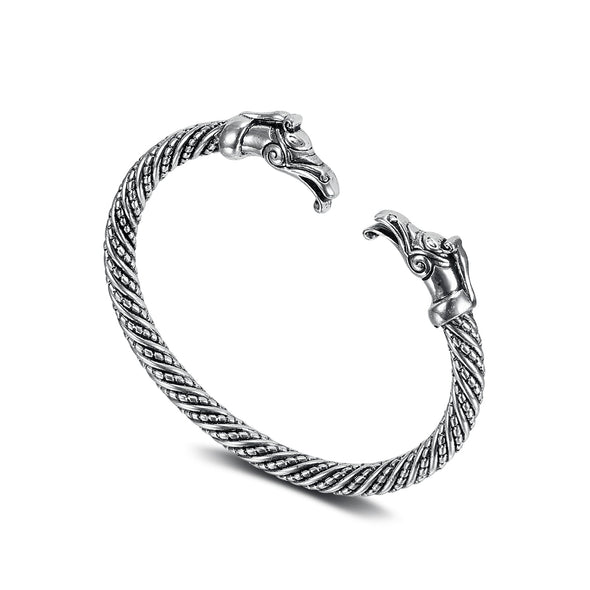 Explore Handcrafted Stainless Steel Dragon Head Torc Bracelet