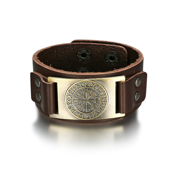 Explore Leather Viking Vegvisir Arm Cuff