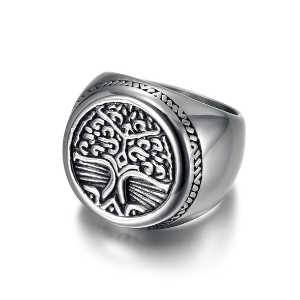 Explore Handcrafted Stainless Steel Yggdrasil / Tree of Life Circular Ring