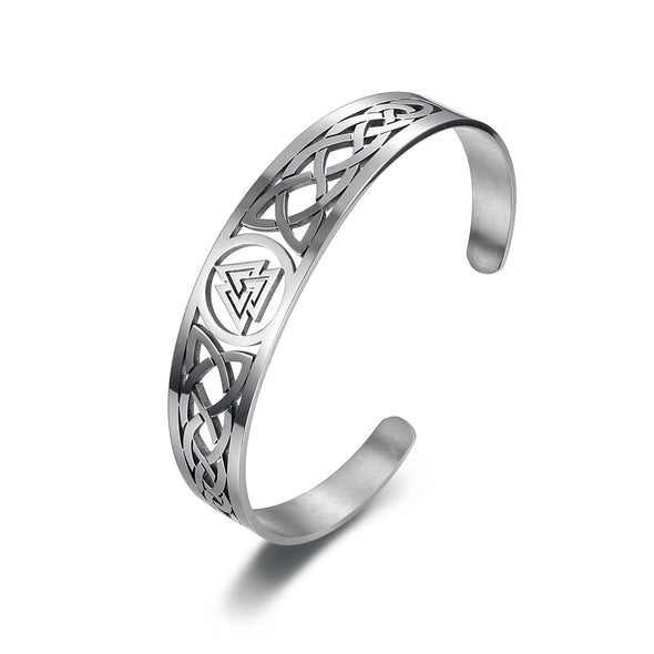 Explore Handcrafted Stainless Steel Valknut and Celtic Design Bracelet