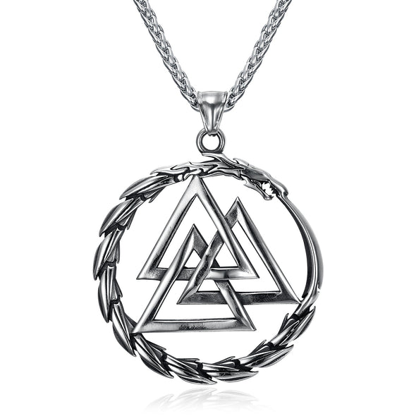 Explore Handcrafted Stainless Steel Valknut and Jormungand Pendant