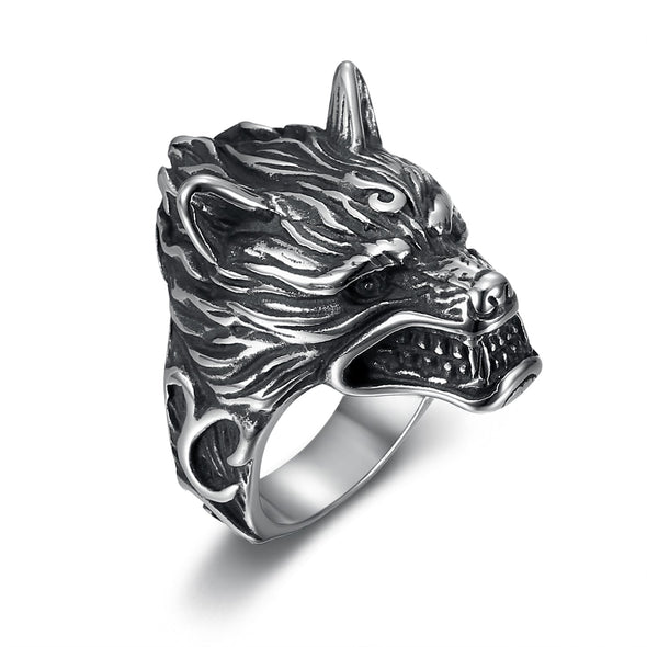 Explore Handcrafted Stainless Steel Wolf Head Biker Ring