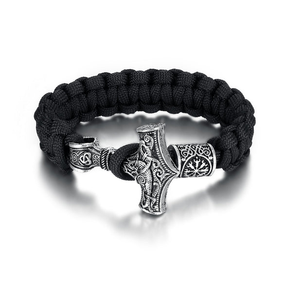 Explore Handcrafted Stainless Steel Paracord and Mjolnir Bracelet