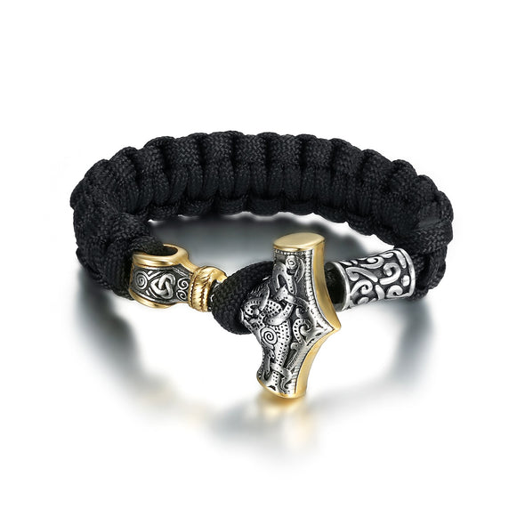 Explore Handcrafted Stainless Steel Paracord and Mjolnir Bracelet