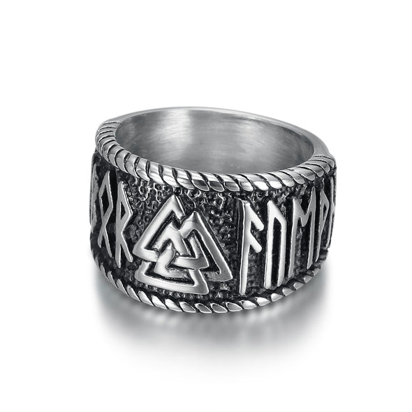 Explore Handcrafted Stainless Steel Valknut and Rune Ring