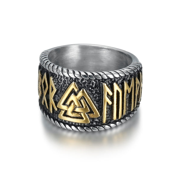 Explore Handcrafted Stainless Steel Valknut and Rune Ring