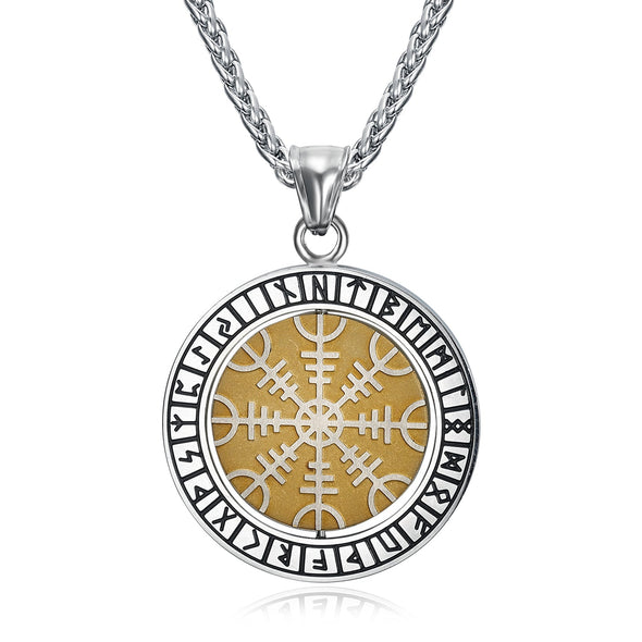 Explore Dual Color Handcrafted Stainless Steel Reversible Helm of Awe/Vegvisir Pendant