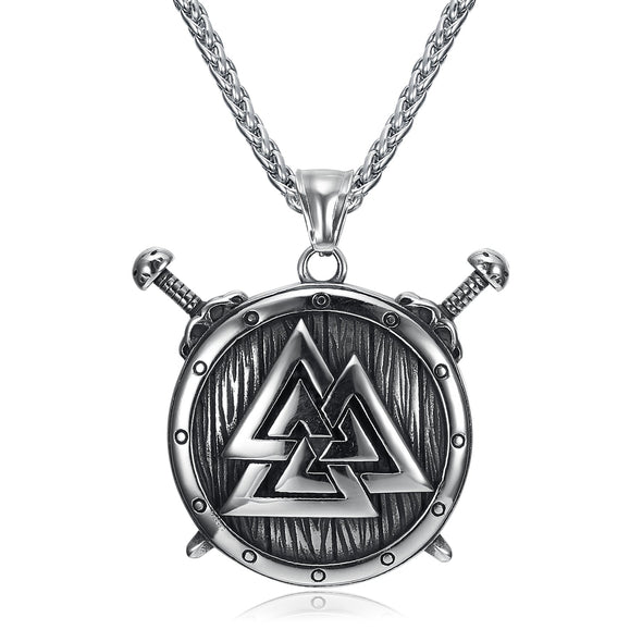 Explore Stainelss Steel Viking Shield and Valknut Necklace