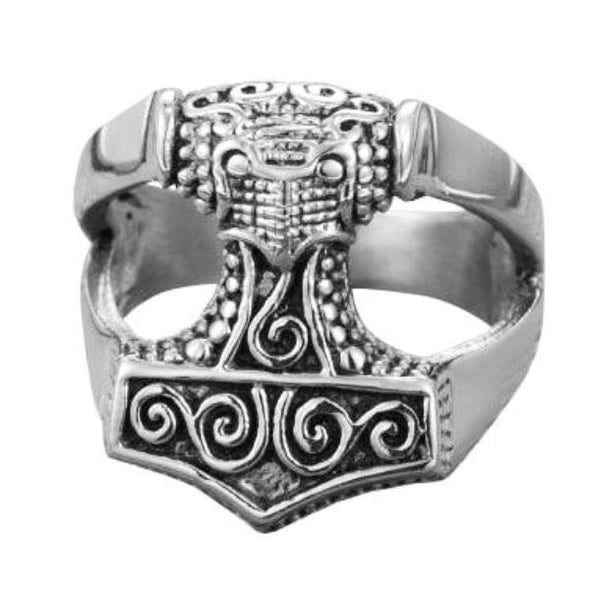 Explore 925 Sterling Silver Biker-style Thor's Hammer Viking Ring