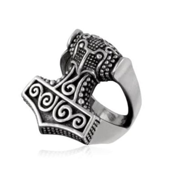 Explore 925 Sterling Silver Biker-style Thor's Hammer Viking Ring