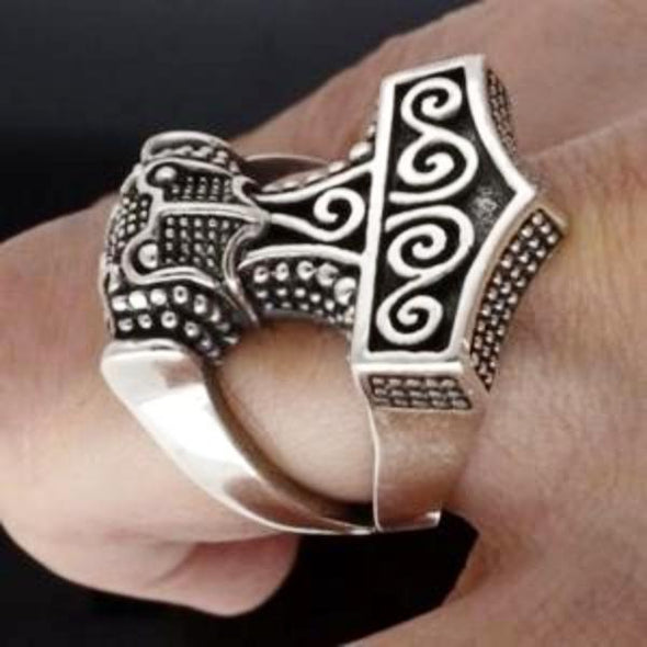 Explore 925 Sterling Silver Biker-style Thor's Hammer Viking Ring