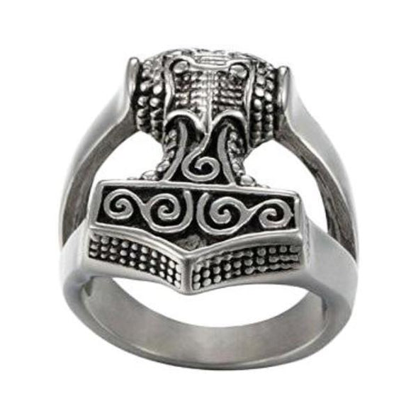 Explore 925 Sterling Silver Biker-style Thor's Hammer Viking Ring