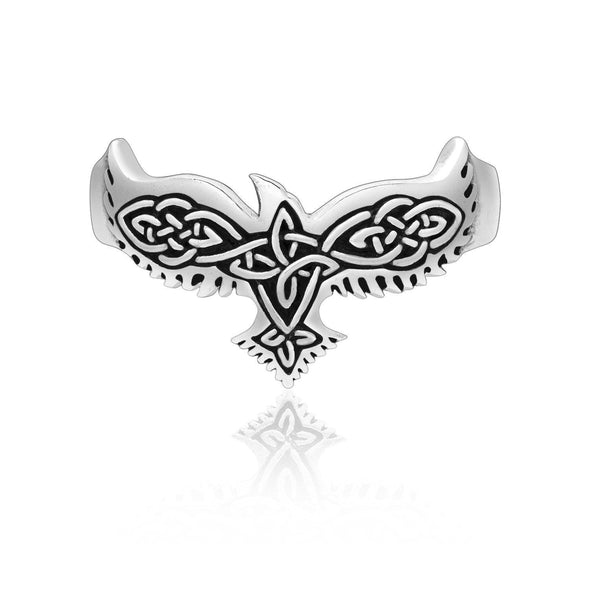 Explore 925 Sterling Silver Ladies Raven and Celtic Knotwork Ring