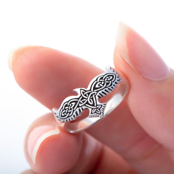 Explore 925 Sterling Silver Ladies Raven and Celtic Knotwork Ring