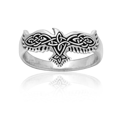 Explore 925 Sterling Silver Ladies Raven and Celtic Knotwork Ring