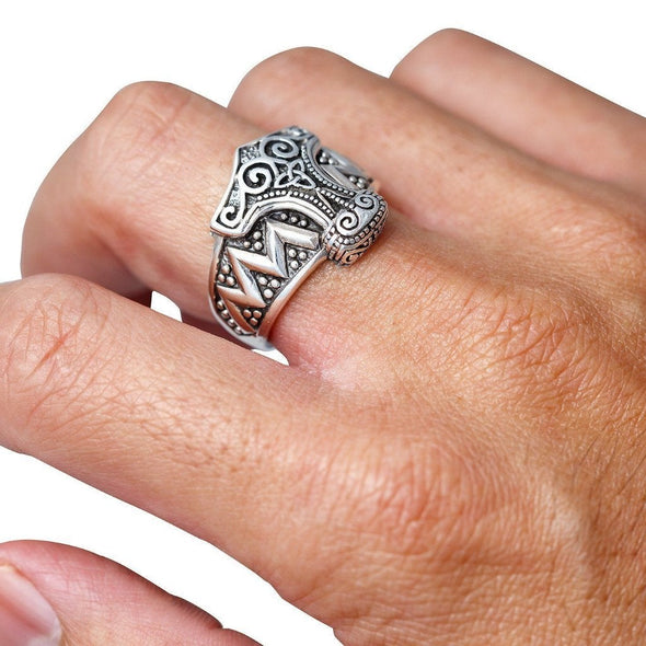 Explore 925 Sterling Silver Mjolnir & Celtic Knot Ring