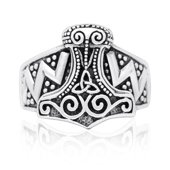 Explore 925 Sterling Silver Mjolnir & Celtic Knot Ring