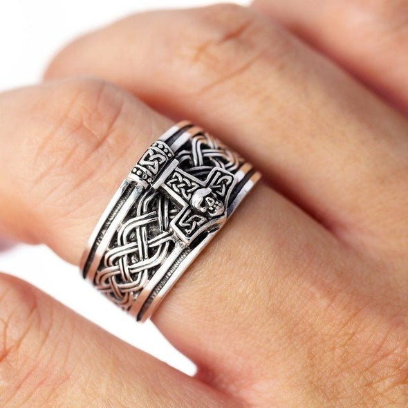 Explore 925 Sterling Silver Mjolnir, Celtic Knot and Skull Ring