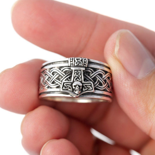 Explore 925 Sterling Silver Mjolnir, Celtic Knot and Skull Ring