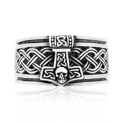 Explore 925 Sterling Silver Mjolnir, Celtic Knot and Skull Ring