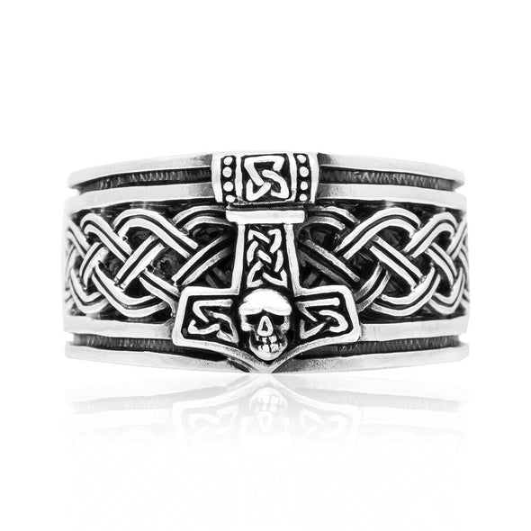 Explore 925 Sterling Silver Mjolnir, Celtic Knot and Skull Ring