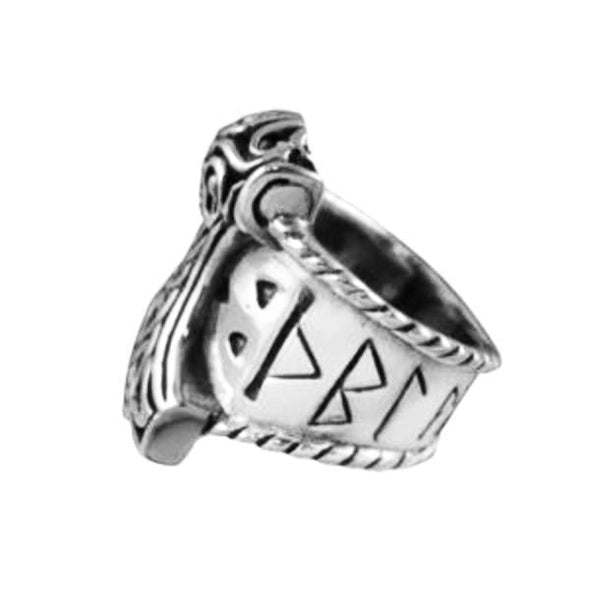 Explore 925 Sterling Silver Mjolnir and Runes Viking Ring