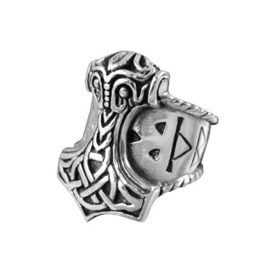 Explore 925 Sterling Silver Mjolnir and Runes Viking Ring