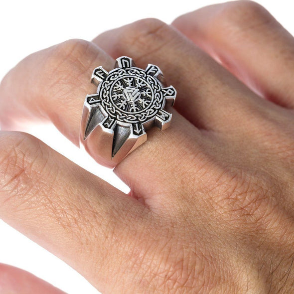 Explore 925 Sterling Silver Open Cut Helm of Awe Ring