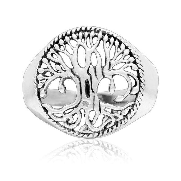 Explore 925 Sterling Silver Open Cut Tree of Life / Yggdrasil Ring