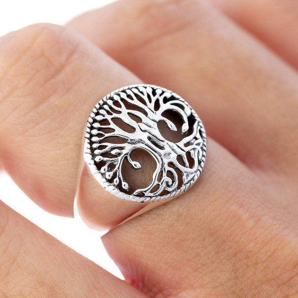 Explore 925 Sterling Silver Open Cut Tree of Life / Yggdrasil Ring