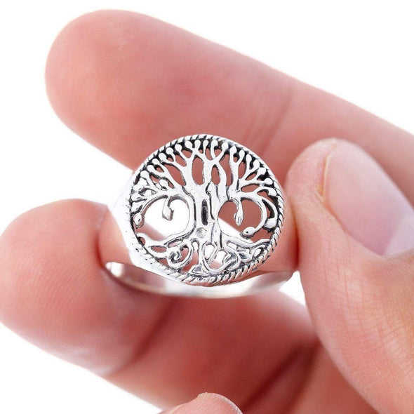 Explore 925 Sterling Silver Open Cut Tree of Life / Yggdrasil Ring