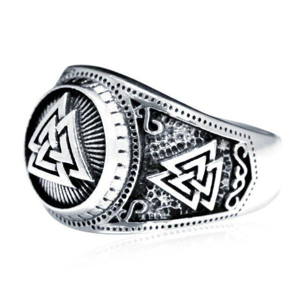 Explore 925 Sterling Silver Triple Valknut Signet Ring