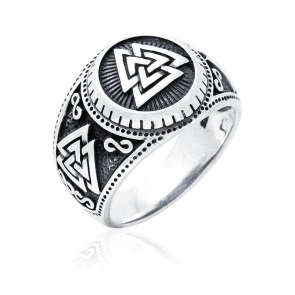 Explore 925 Sterling Silver Triple Valknut Signet Ring