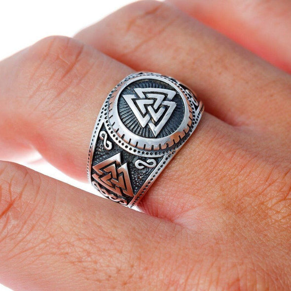 Explore 925 Sterling Silver Triple Valknut Signet Ring