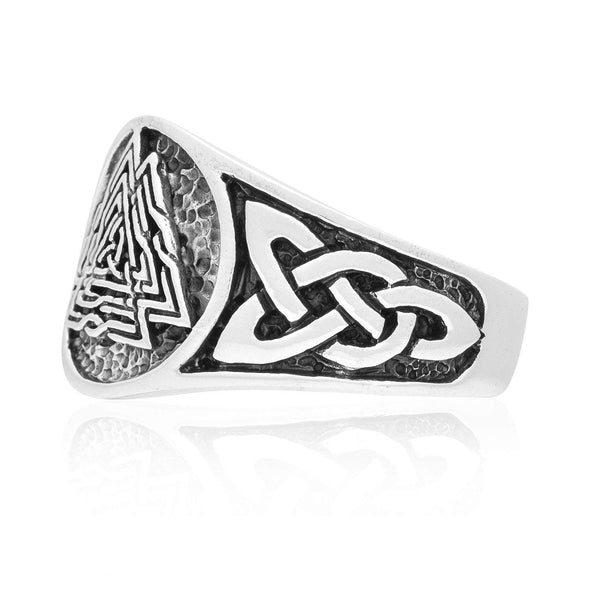 Explore 925 Sterling Silver Valknut and Knot Work Signet Ring