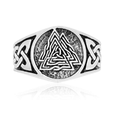 Explore 925 Sterling Silver Valknut and Knot Work Signet Ring