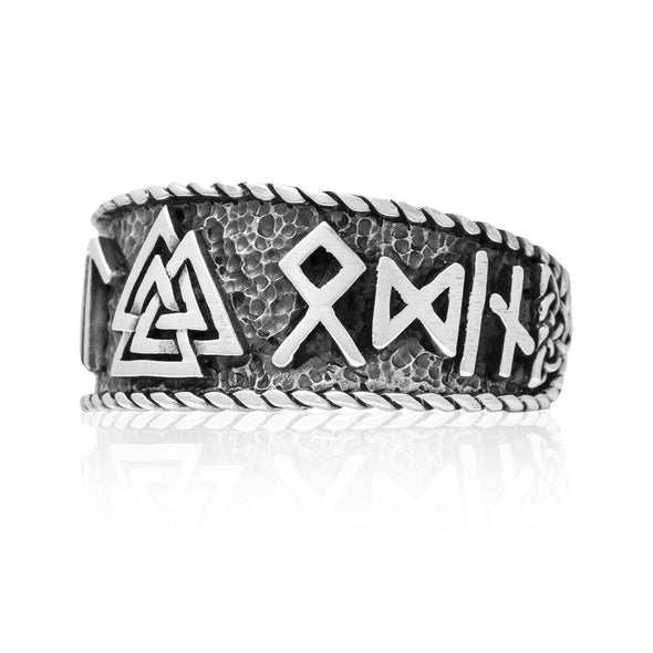 Explore 925 Sterling Silver Valknut and Runes Oxidized Ring