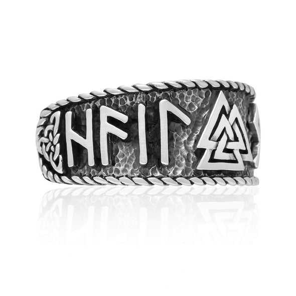 Explore 925 Sterling Silver Valknut and Runes Oxidized Ring