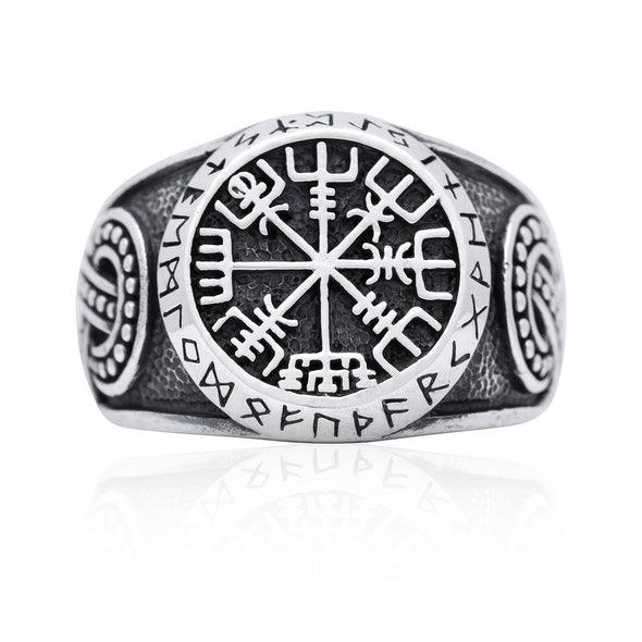 Explore 925 Sterling Silver Vegvisir, Runes and Knot-work Ring