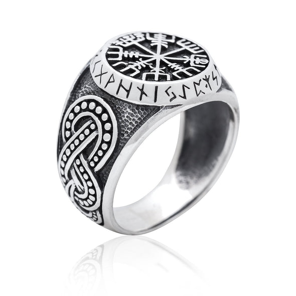 Explore 925 Sterling Silver Vegvisir, Runes and Knot-work Ring