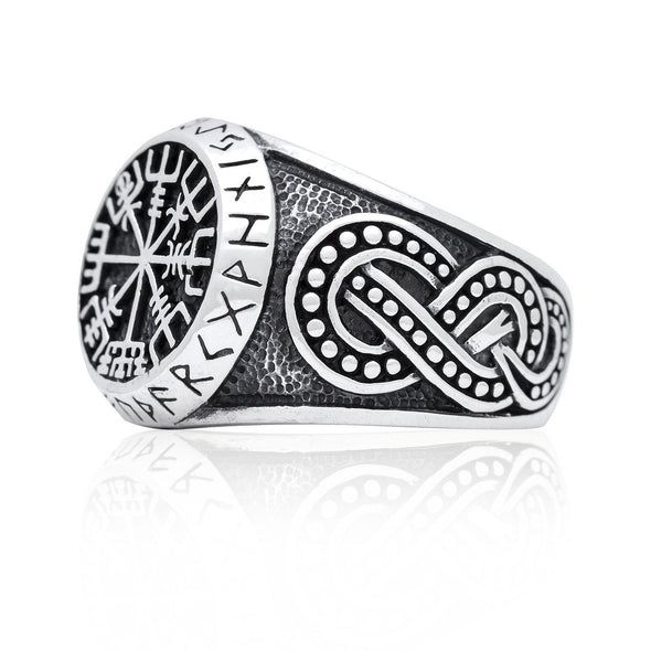 Explore 925 Sterling Silver Vegvisir, Runes and Knot-work Ring