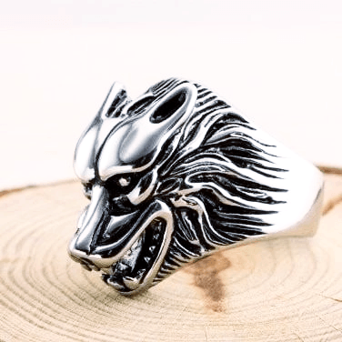 Explore 925 Sterling Silver Wolf Head Biker Ring